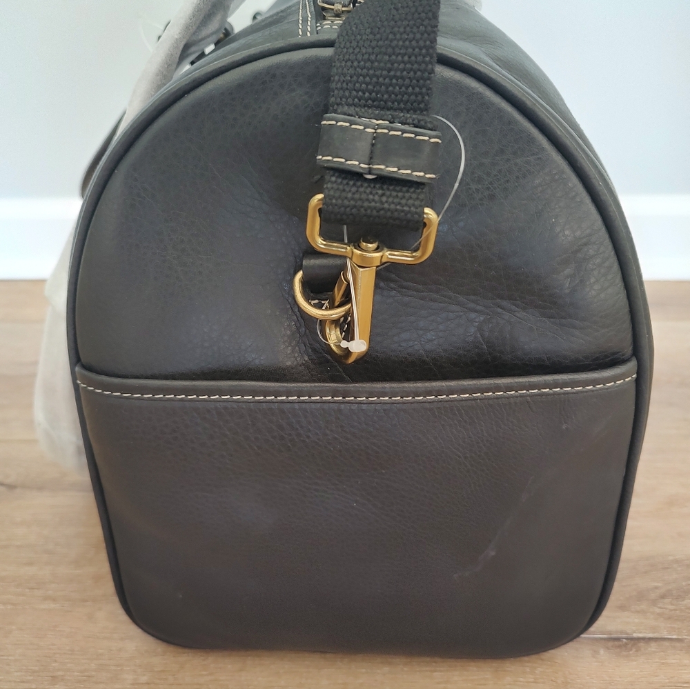 American Leather Co. Arlington Weekender Zip Shoulder Bag Black Smooth NWT - Picture 8 of 11